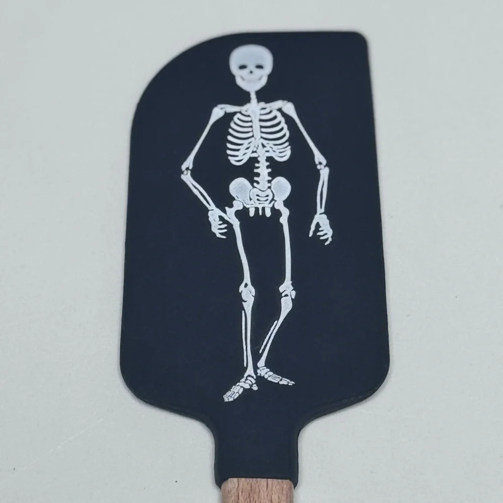 Williams Sonoma Black Silicone Skeleton Spatula with wooden handle